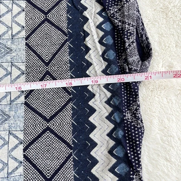 Lucky Brand tie waist sleeveless top blue / grey print sz large - Picture 12 of 12